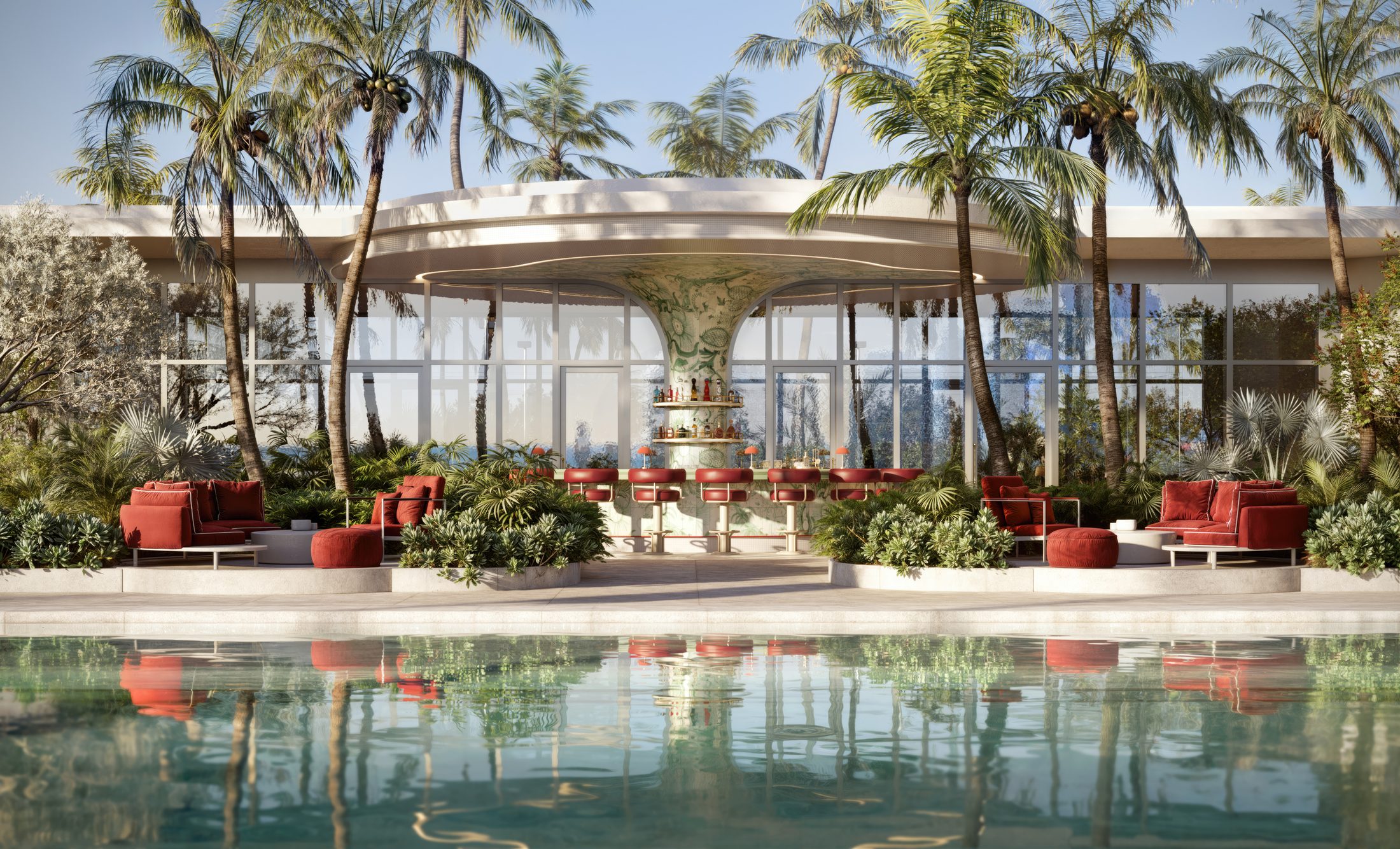 Level 11 juice bar and pool, Faena Residences Miami