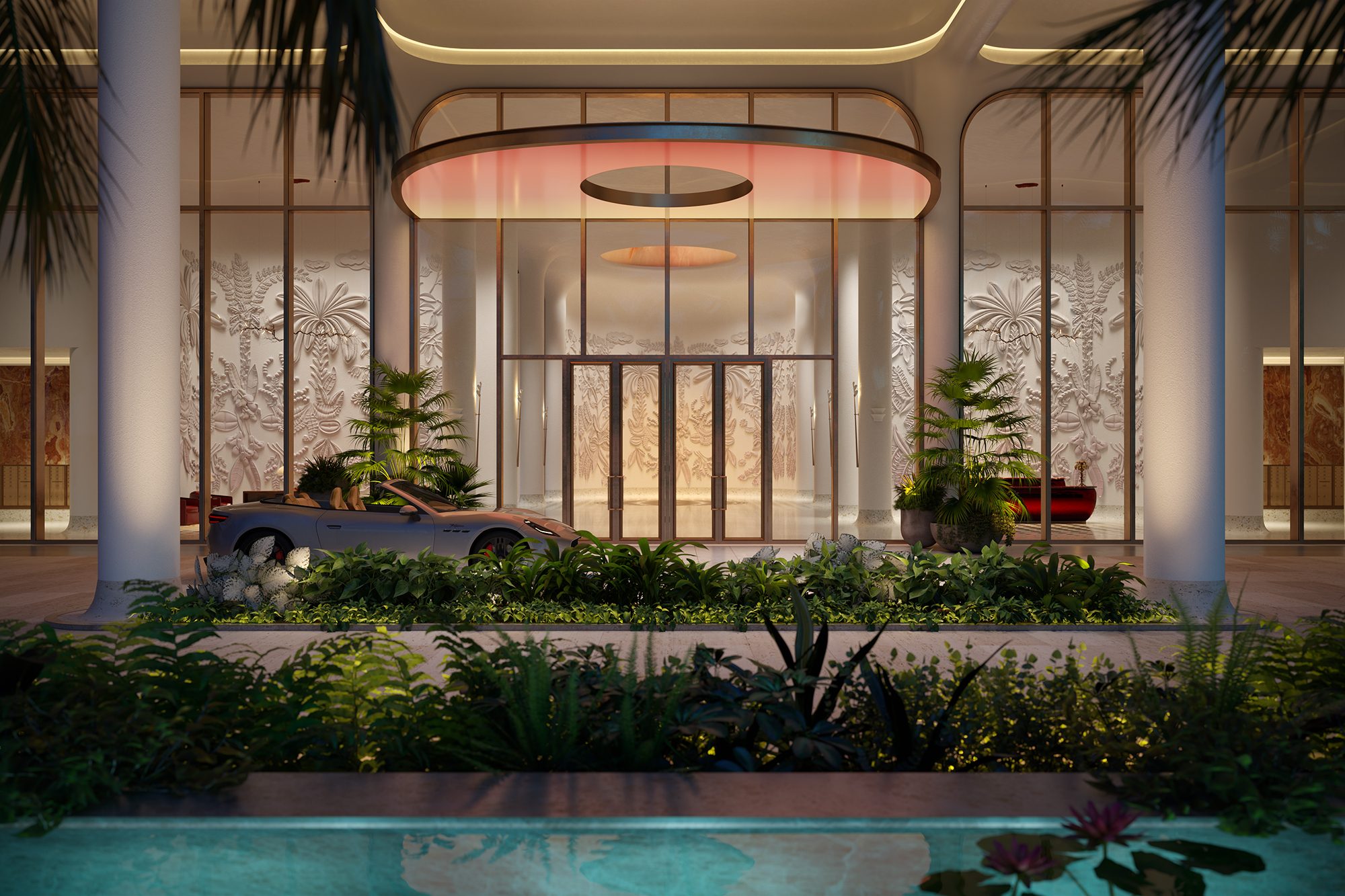 Arrival court with the tower beyond, Faena Residences Miami