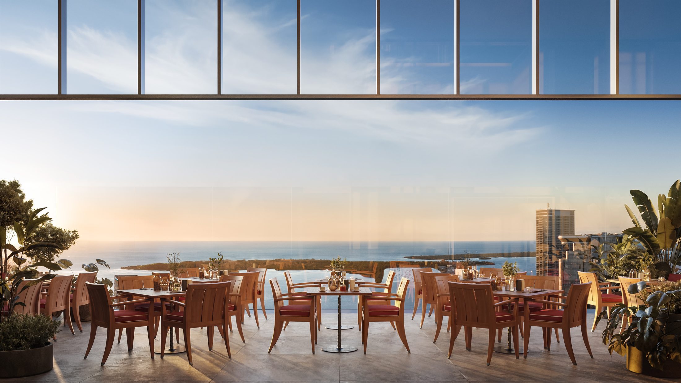 Daytime terrace and skyline, Faena Residences Miami
