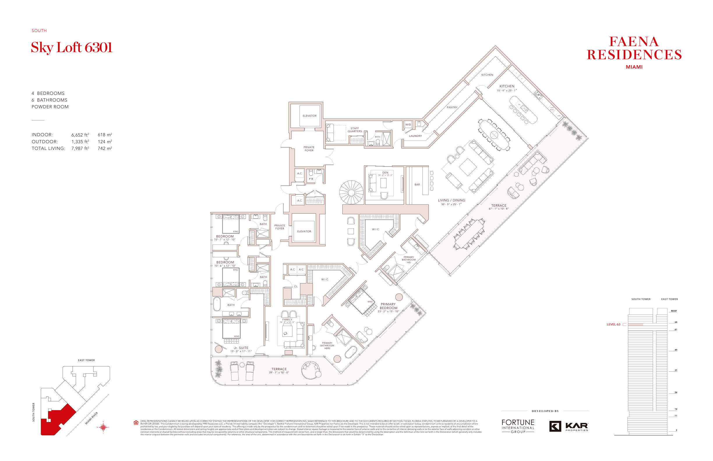 Floor plan, South Tower Sky Loft 6301, Faena Residences Miami